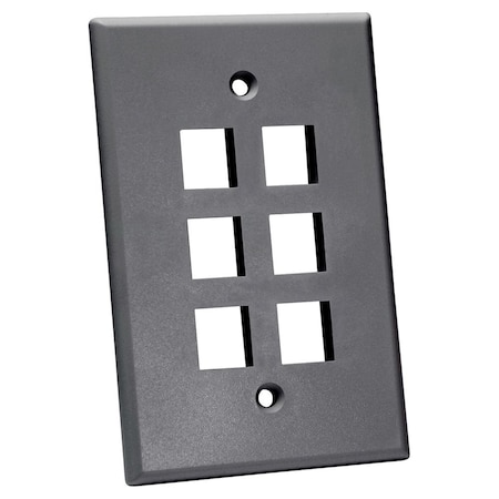 Quest Technology International Oversized Keystone Wall Plate, Single-Gang - 6 Ports, Gray NFP-5060